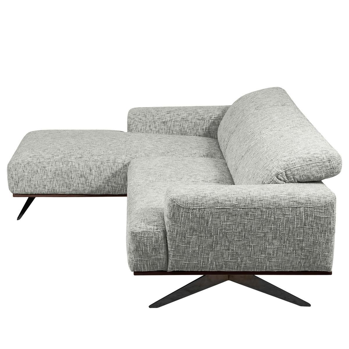 ECKSOFA PORTLAND in Struktur Grau Kopfteilverstellung  187/295 cm  - Schwarz/Grau, Design, Holz/Textil (187/295cm) - Livetastic