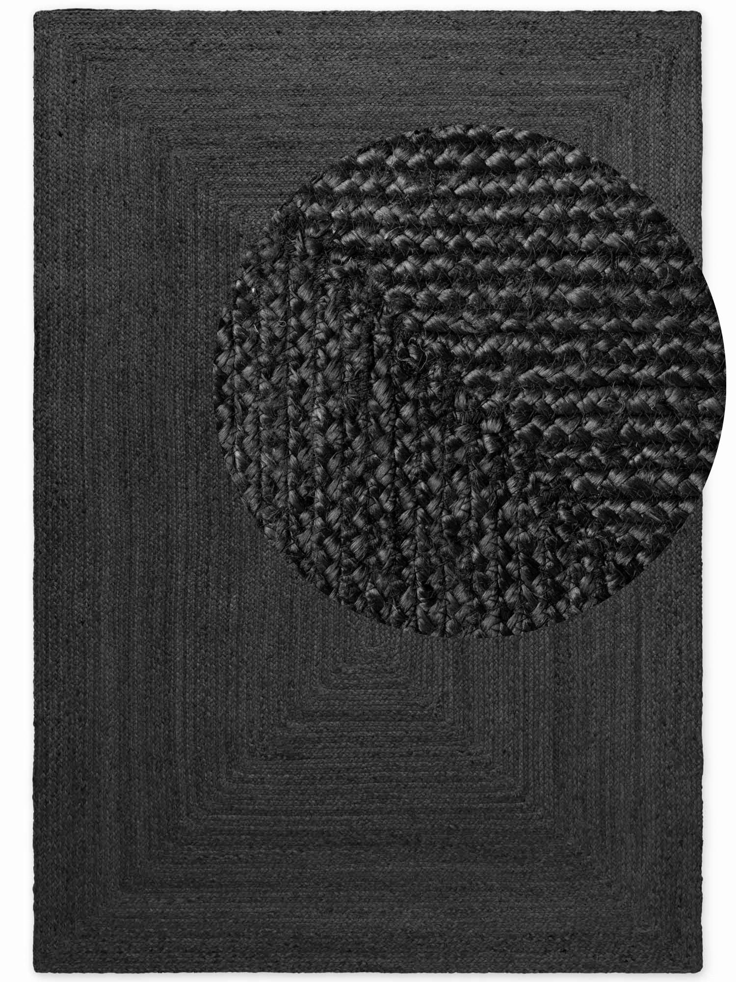 JUTETEPPICH 80/150 cm Juno Schwarz rechteckig  - Schwarz, Natur, Textil (80/150cm) - Hanse Home