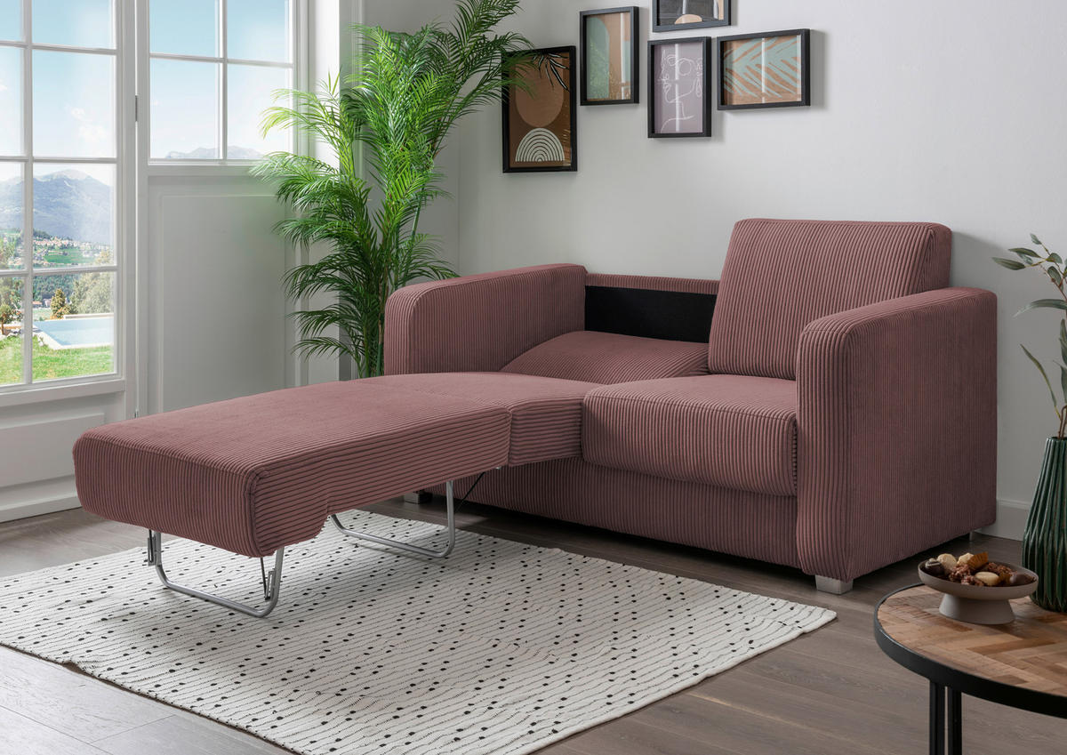 SCHLAFSOFA in Textil Koralle  - Chromfarben/Koralle, Basics, Kunststoff/Textil (159/88/87cm) - Livetastic