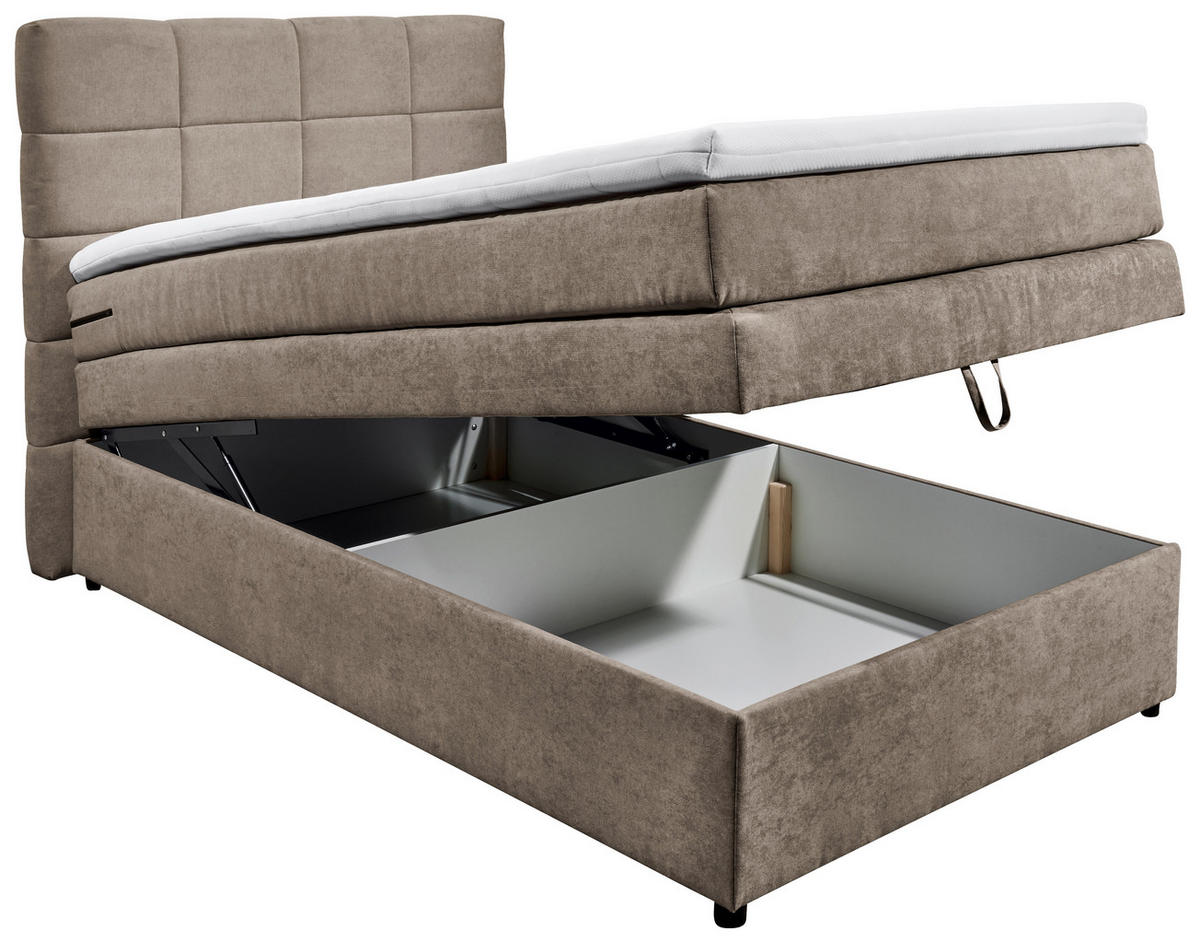 BOXSPRING-ÁGY 120/200 cm  világosszürke  - világosszürke, Konventionell, műanyag (120/200cm) - MID.YOU