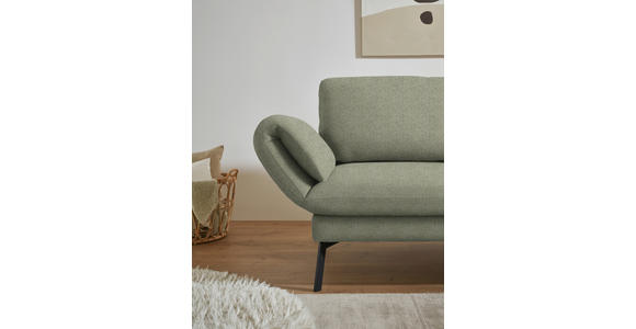 ECKSOFA  in Flachgewebe Salbeigrün Armteilverstellung, Relaxfunktion, Drehsitzfunktion  255-365/175-224 cm  - Salbeigrün/Schwarz, Design, Textil/Metall (255-365/175-224cm) - Dieter Knoll