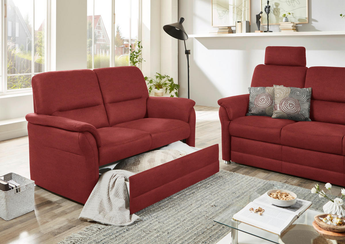 SITZGARNITUR Mikrofaser Rotbraun  - Rotbraun/Alufarben, KONVENTIONELL, Textil/Metall (192/96/89cm) - Beldomo Comfort