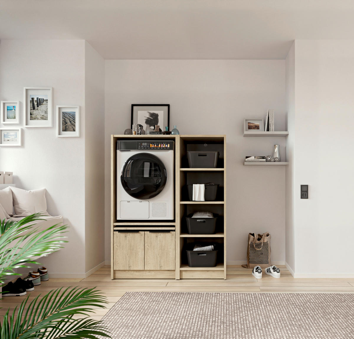 WASCHMASCHINENSCHRANK 70/150/68 cm  in Eichefarben  - Eichefarben/Schwarz, Basics, Holzwerkstoff/Kunststoff (70/150/68cm) - MID.YOU
