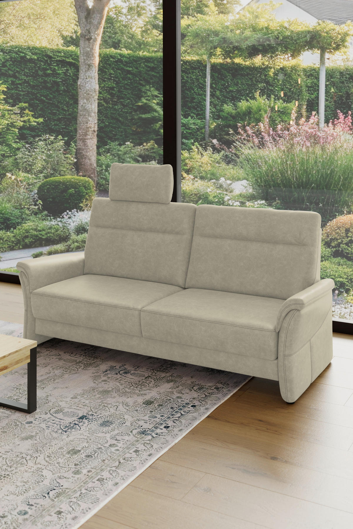 3,5-SITZER - Hellgrau/Schwarz, Konventionell, Kunststoff/Textil (205/98/91cm) - Elegando