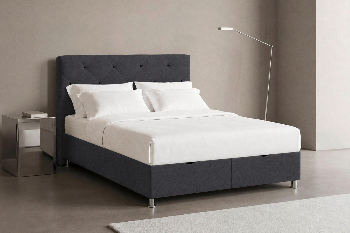 BOXBETT 180/200 cm  in Anthrazit  - Chromfarben/Anthrazit, Design, Kunststoff/Textil (180/200cm) - Boxxx
