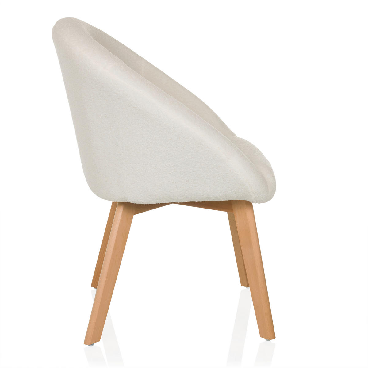 ARMLEHNSTUHL  in Bouclé  - Buchefarben/Weiß, MODERN, Holz/Textil (68/85/62cm) - MID.YOU