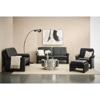 HOCKER Echtleder Schwarz  - Chromfarben/Schwarz, KONVENTIONELL, Leder/Metall (60/42/62cm) - Celina Home