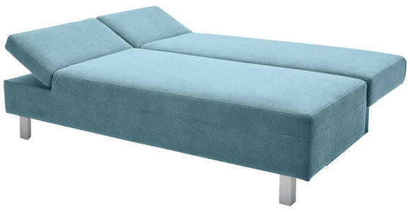 SCHLAFSOFA Flachgewebe Blau - Chromfarben/Blau, Design, Holz/Textil (205/77-93/99cm) - Novel