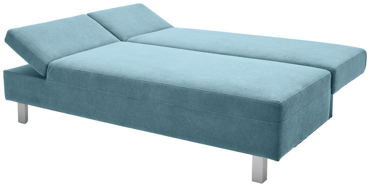 SCHLAFSOFA  mit Stoffauswahl, Schlafen auf Sitzhöhe, Armteil links Flachgewebe Blau  - Chromfarben/Blau, Design, Holz/Textil (205/77-93/99cm) - Novel