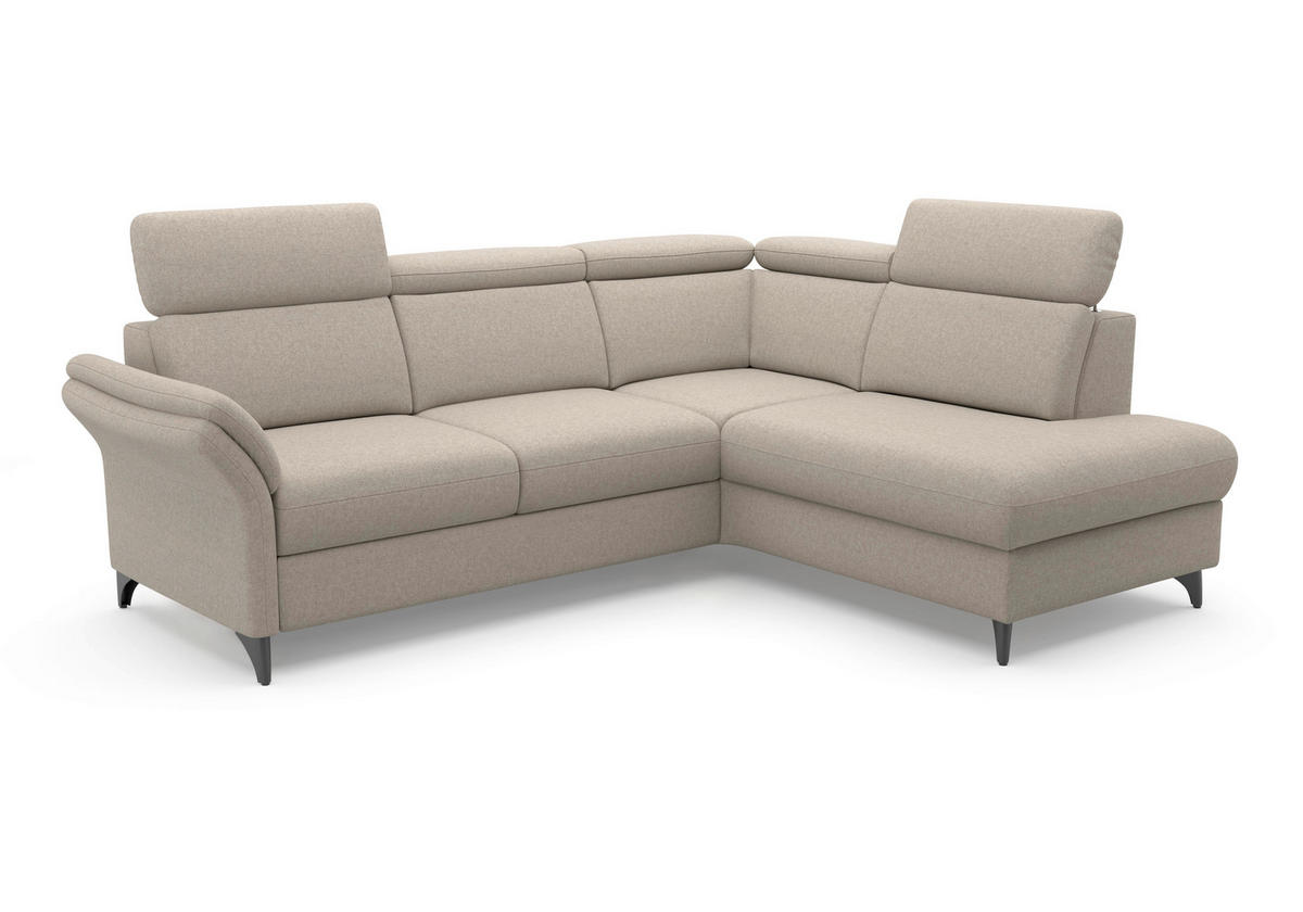 ECKSOFA GLENDALE E Taupe Flachgewebe  - Taupe/Schwarz, KONVENTIONELL, Textil/Metall (247/193cm) - Sit & More