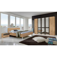 SCHLAFZIMMER 180/200 cm  in Eichefarben, Dunkelgrau  - Eichefarben/Dunkelgrau, KONVENTIONELL, Glas/Holzwerkstoff (180/200cm) - Xora