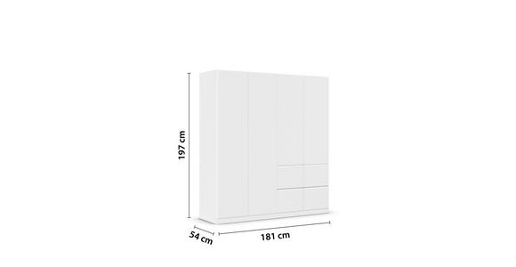 KLEIDERSCHRANK 4-türig Weiß  - Weiß, Trend, Holzwerkstoff/Kunststoff (181/197/54cm) - Xora