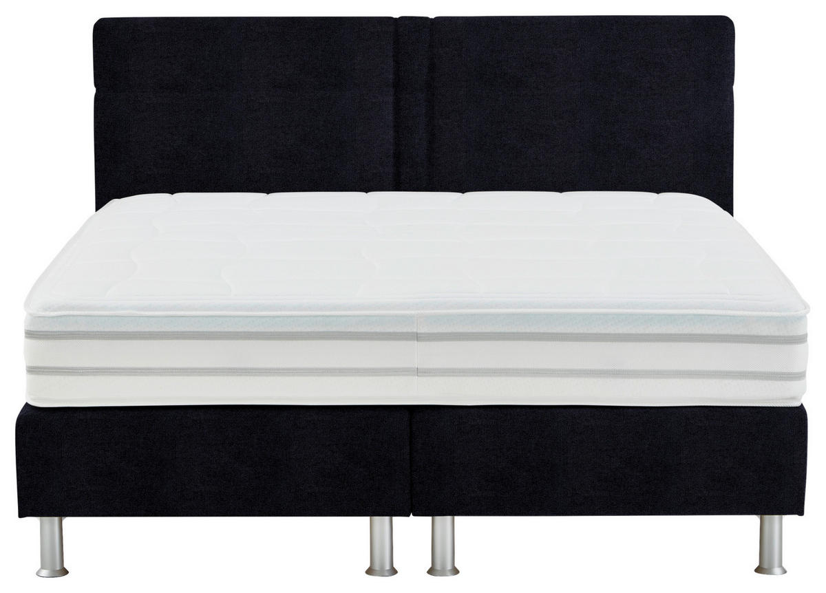 BOXSPRINGBETT 180/200 cm  in Schwarz  - Alufarben/Schwarz, Design, Kunststoff/Textil (180/200cm) - Beldomo - Sleep