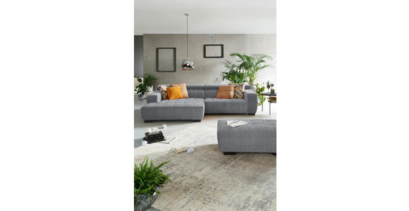 ECKSOFA in Webstoff Grau  182/279 cm  - Schwarz/Grau, KONVENTIONELL, Textil/Metall (182/279cm) - Hom`in