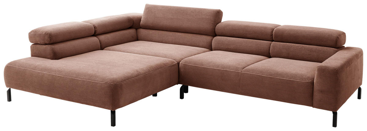 ECKSOFA in Cord Rostfarben  219/309 cm  - Rostfarben/Schwarz, MODERN, Textil/Metall (219/309cm) - Pure Home Lifestyle