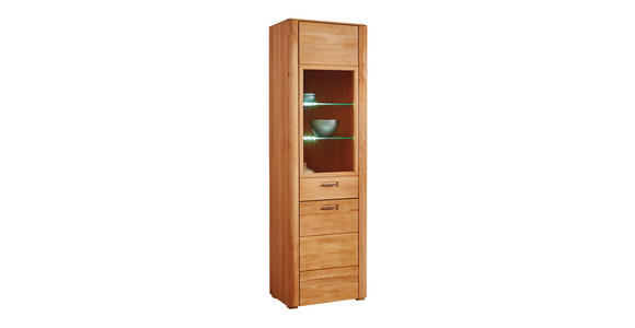 VITRINE in furniert, massiv Kernbuche Buchefarben - Buchefarben, KONVENTIONELL, Glas/Holz (61/200/41cm) - Cantus