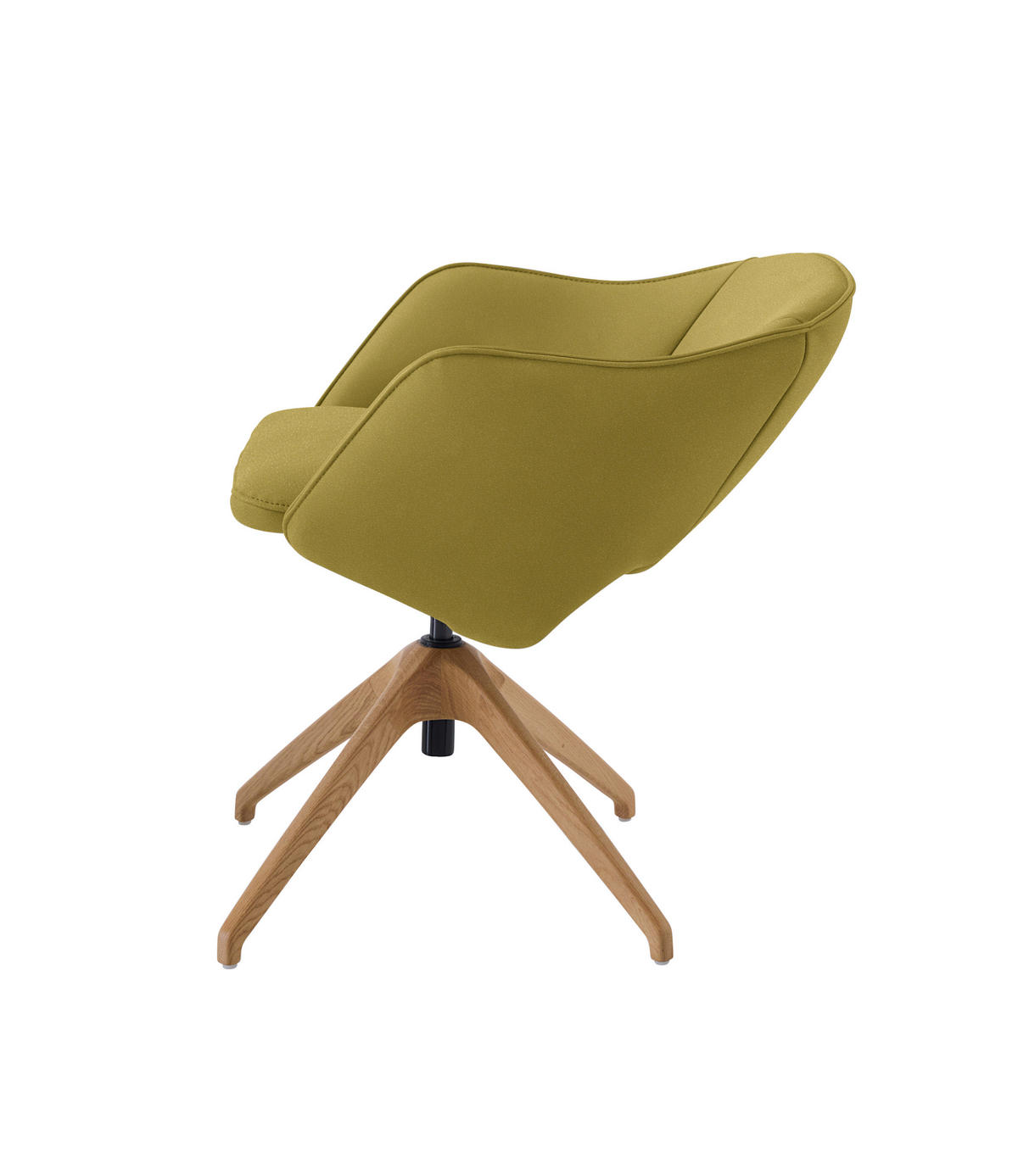 ARMLEHNSTUHL  Lederauswahl, Stoffauswahl, Wippfunktion, Sitzfläche 360° drehbar  Echtleder  - Schilfgrün/Wildeiche, Design, Leder/Holz (63/74-90/57-73cm) - Koinor