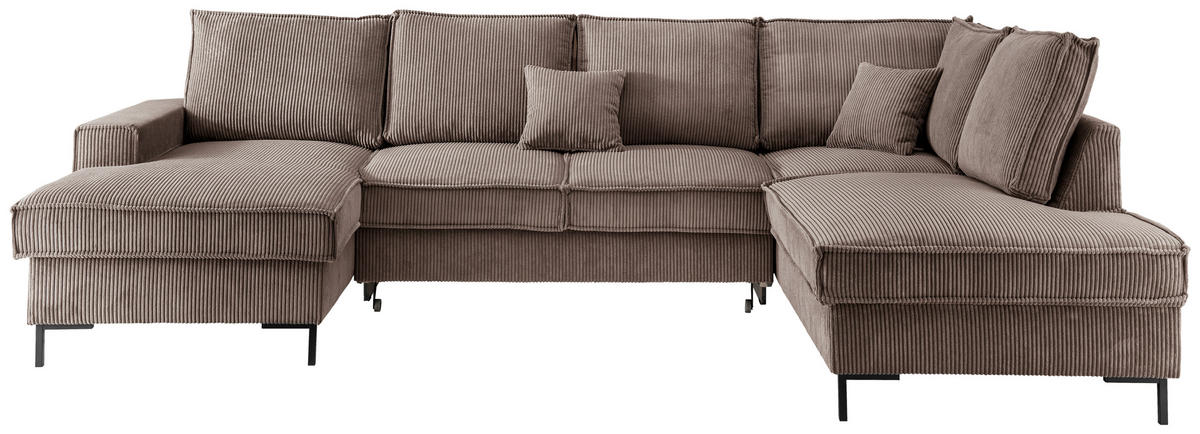 SJEDEĆA GARNITURA tekstil  sivo-smeđa   - sivo-smeđa/crna, Moderno, tekstil/metal (150/309/198cm) - MID.YOU