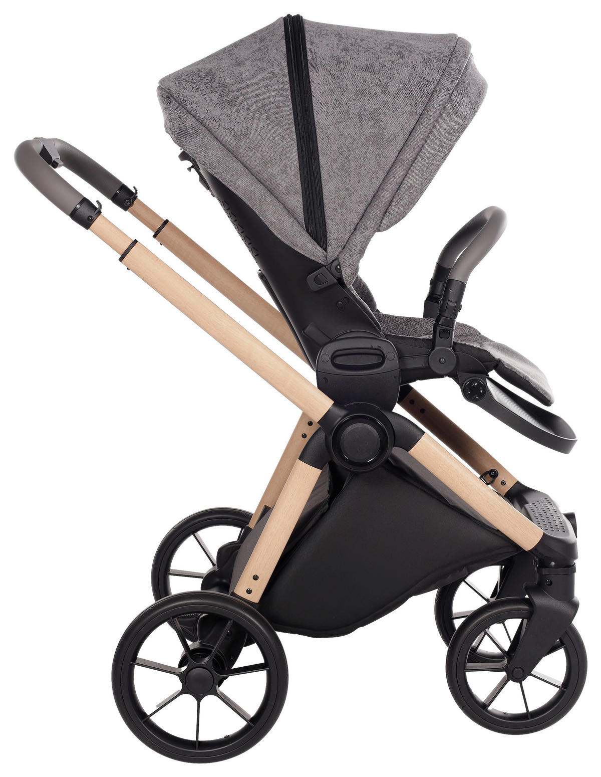KINDERWAGENSET  Facetty  Poppy Mousse  - Beige/Grau, Design, Textil/Metall (104,5/62/94cm) - Jimmylee