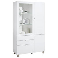 VITRINE in Weiss  - Weiss/Edelstahlfarben, Design, Glas/Holzwerkstoff (109,7/190,7/41,4cm) - Hom`in