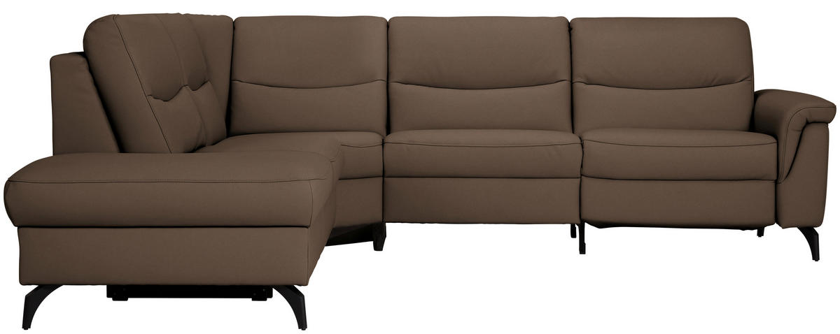 ECKSOFA  in Echtleder Braun  249/280 cm  - Anthrazit/Braun, Design, Leder/Metall (249/280cm) - Himolla Komfortklass