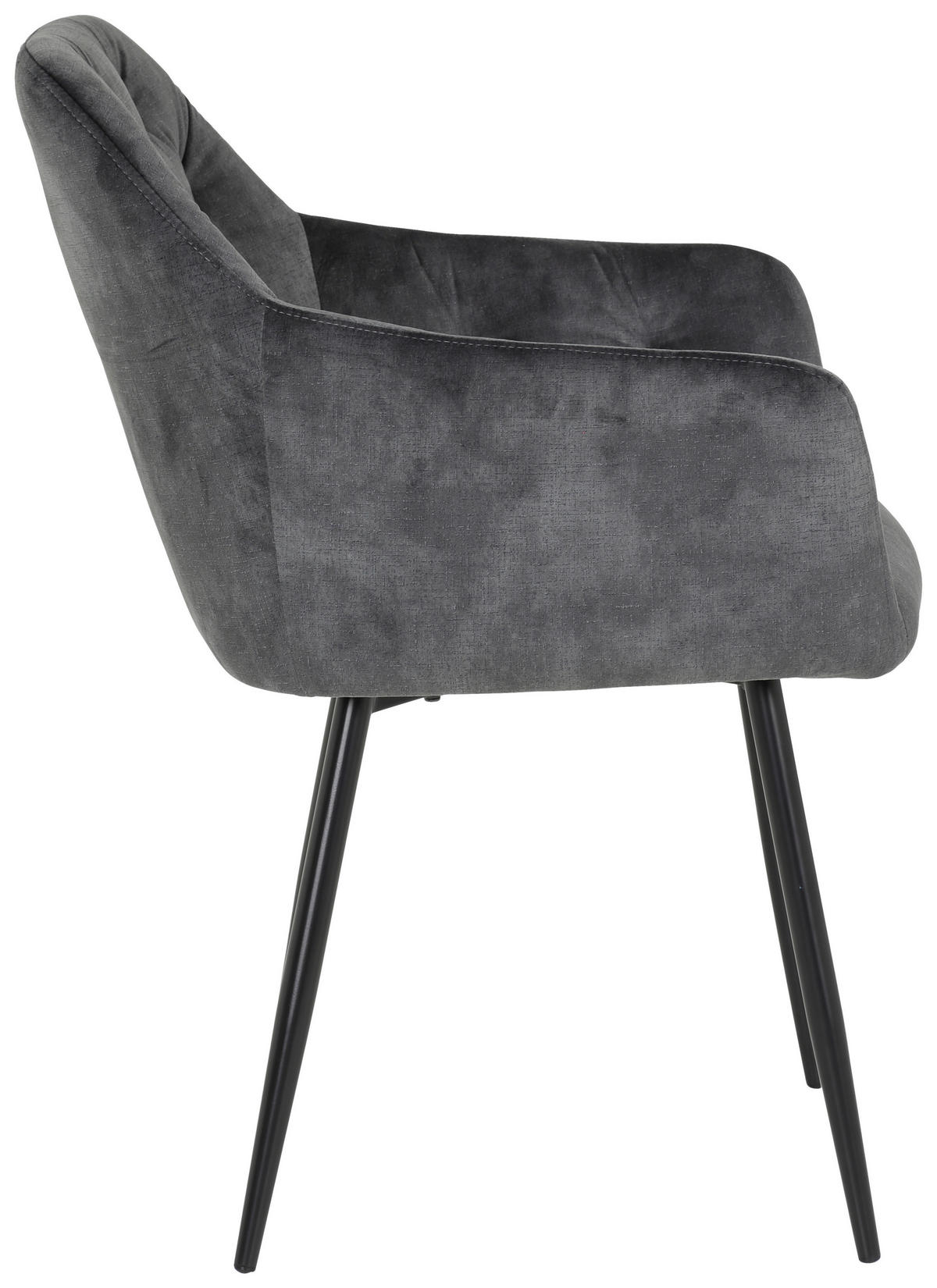ARMLEHNSTUHL-SET 2 Stück  in Stahl Samt, Velours  - Anthrazit/Schwarz, MODERN, Textil/Metall (56/81/62cm) - MID.YOU