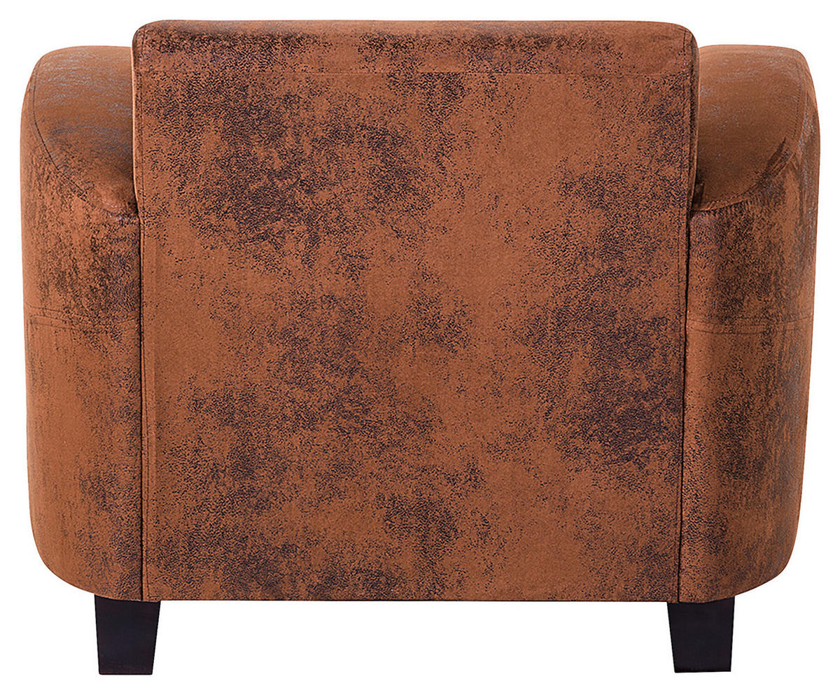SESSEL in Lederlook Braun  - Dunkelbraun/Braun, Design, Holz/Textil (92/80/89cm) - Livetastic