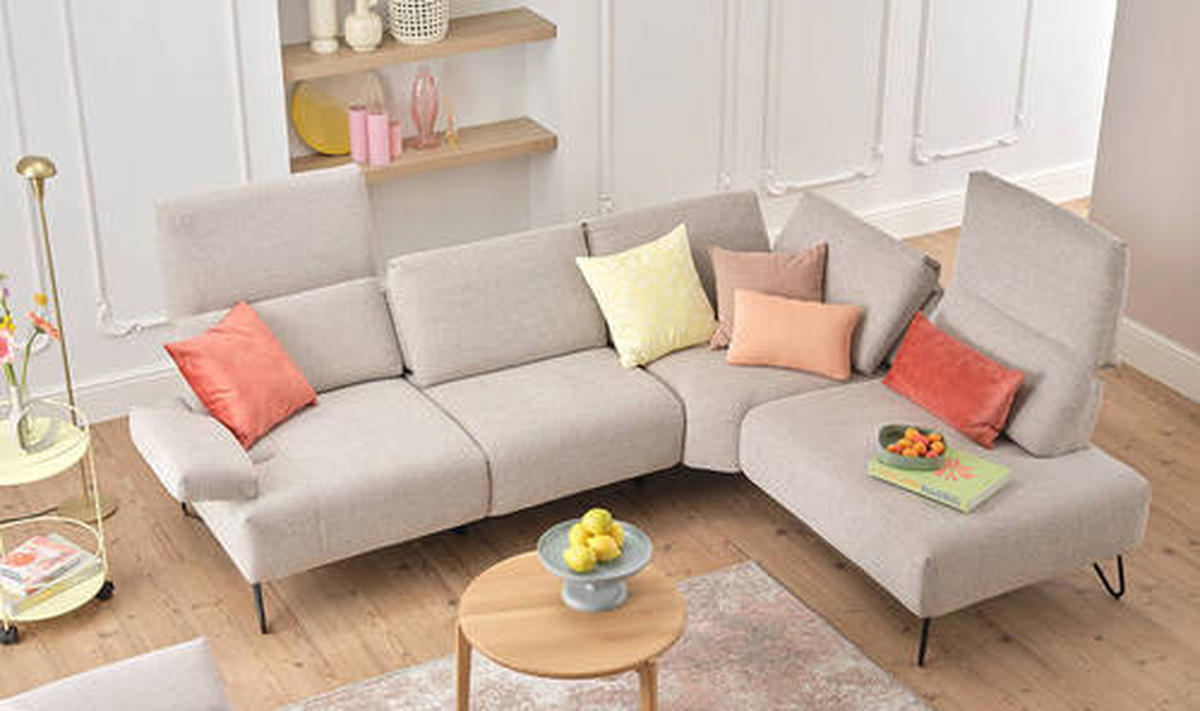 ECKSOFA in Samt Blau  288-303/213 cm  - Blau/Schwarz, Design, Textil/Metall (288-303/213cm) - SENSOO