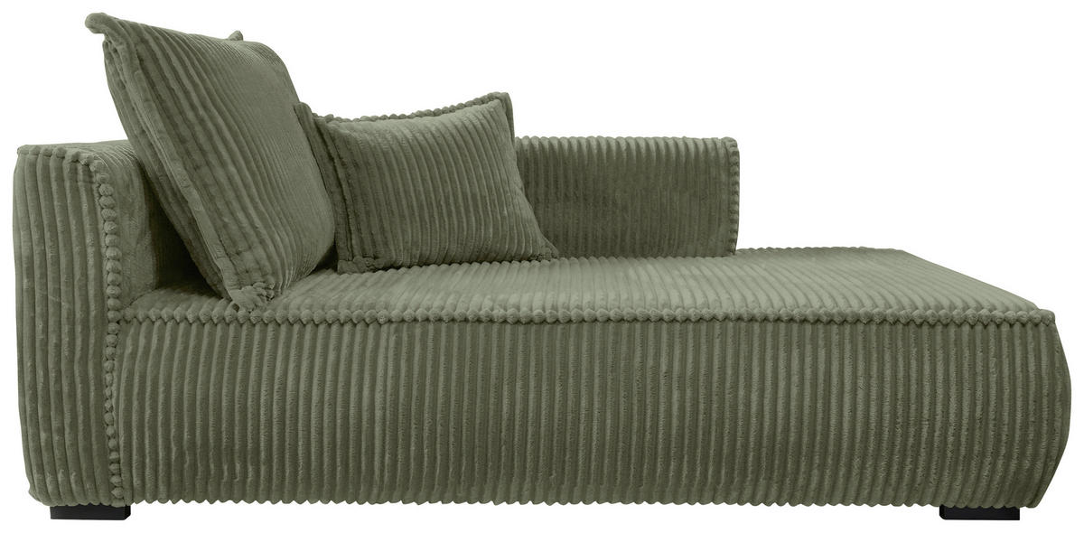 RÉCAMIERE Grün Cord  - Schwarz/Grün, Design, Holz/Textil (207/75/121cm) - MID.YOU