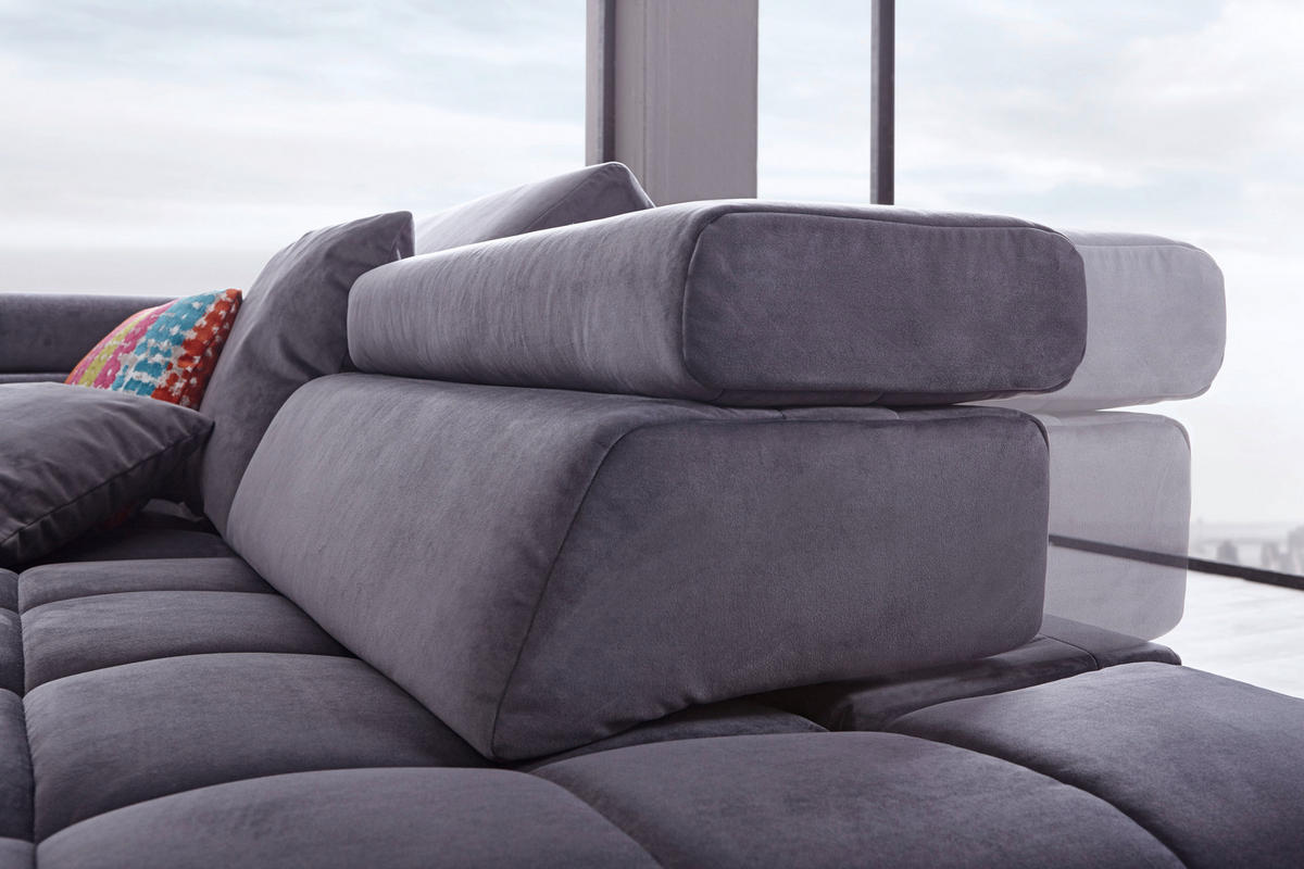 ECKSOFA Anthrazit Mikrofaser  - Chromfarben/Anthrazit, Design, Textil/Metall (326/222cm) - Beldomo Speed