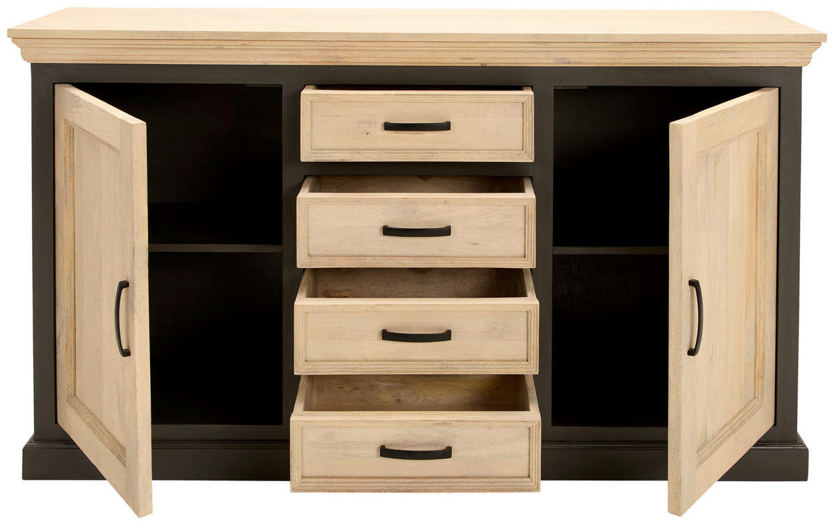 SIDEBOARD  in 160/90/40 cm  - Schwarz/Naturfarben, Natur, Holz/Metall (160/90/40cm) - Livetastic