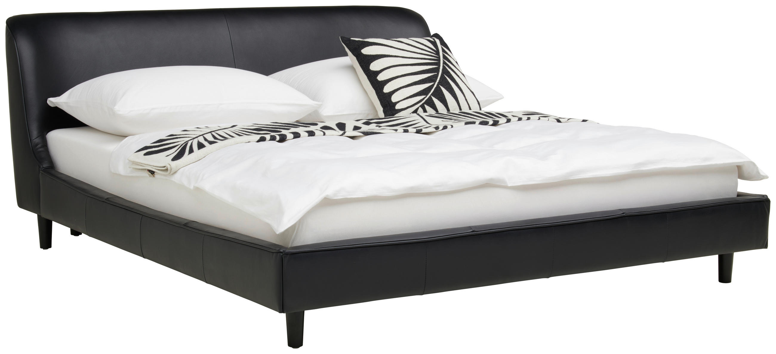 TAPECIRANI KREVET 180/200 cm crna - crna, Moderno, koža/drvo (180/200cm) - Livetastic