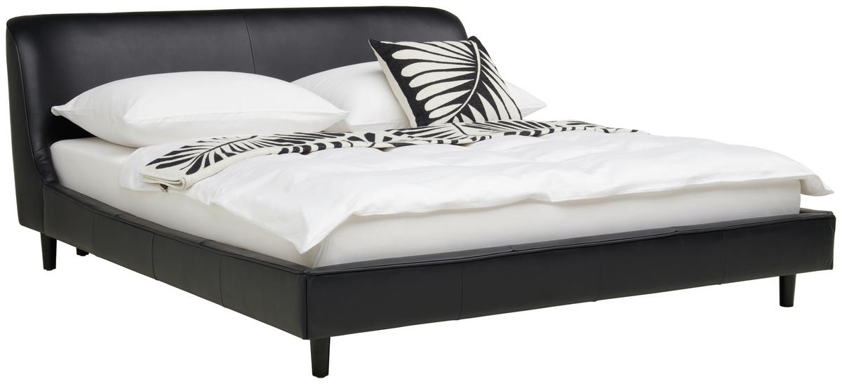 POLSTERBETT 180/200 cm  in Schwarz  - Schwarz, Modern, Leder/Holz (180/200cm) - Livetastic