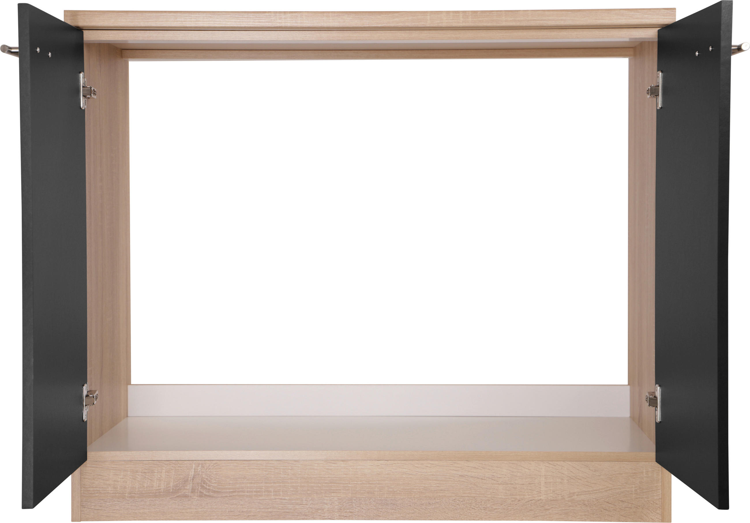 SPÜLENUNTERSCHRANK 100/84,8/60 cm  in Schwarz, Eichefarben  - Eichefarben/Silberfarben, Basics, Holzwerkstoff/Metall (100/84,8/60cm) - Respekta
