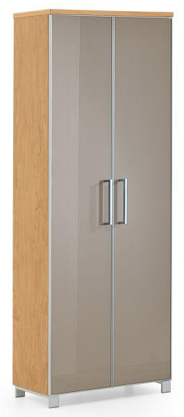 GARDEROBENSCHRANK Santina in 71/193/37 cm - Taupe/Chromfarben, Design, Glas/Holzwerkstoff (71/193/37cm) - Novel