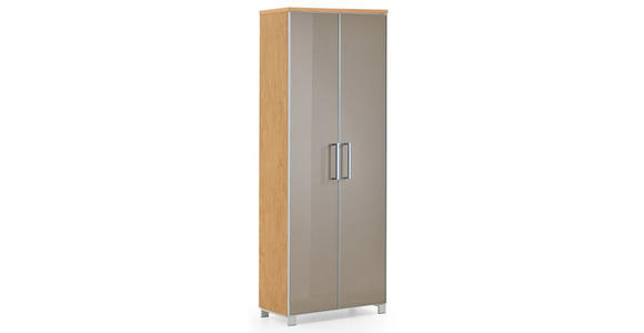 GARDEROBENSCHRANK 71/193/37 cm - Taupe/Chromfarben, Design, Glas/Holzwerkstoff (71/193/37cm) - Novel