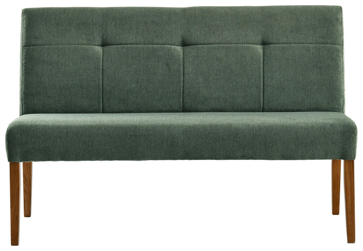 SITZBANK 140/92/66 cm Webstoff Grün, Eichefarben Eiche massiv  - Eichefarben/Grün, KONVENTIONELL, Holz/Textil (140/92/66cm) - Cantus
