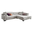 ECKSOFA Creme Velours  - Creme/Schwarz, KONVENTIONELL, Textil/Metall (311/219cm) - Hom`in