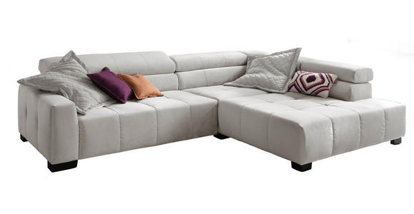 ECKSOFA Creme Velours  - Creme/Schwarz, KONVENTIONELL, Textil/Metall (311/219cm) - Hom`in