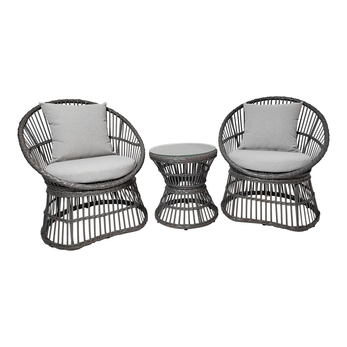 BALKONSET  3-teilig  - Grau, MODERN, Holz/Kunststoff (48/76/64cm) - Gardenson