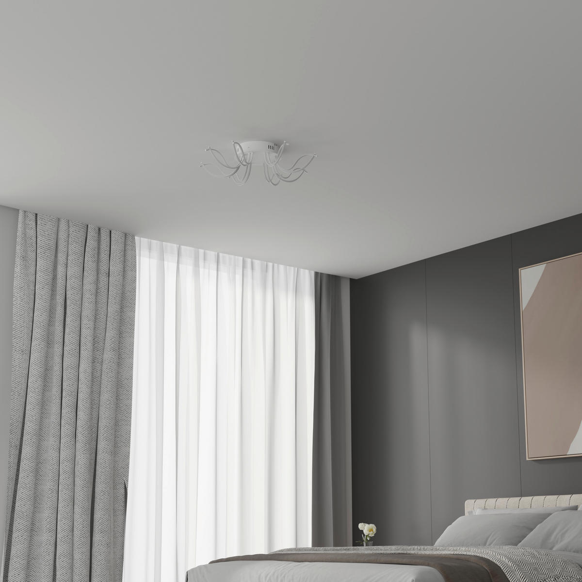 LED-DECKENLEUCHTE Dofida 58/20 cm  - Weiß, Design, Kunststoff/Metall (58/20cm) - Novel