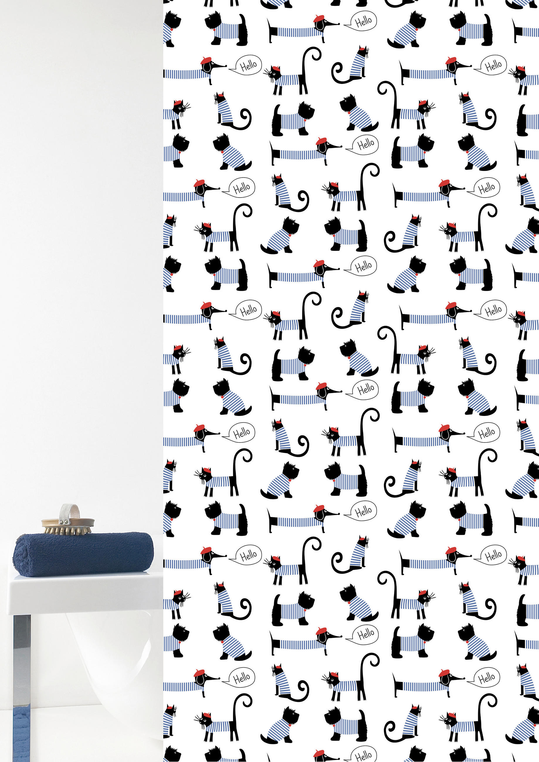 SPRCHOVÝ ZÁVES, 180/200 cm - viacfarebná, Basics, plast (180/200cm) - Grund