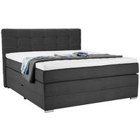 BOXSPRINGBETT 140/200 cm,  in Dunkelgrau, Matratze, Bettkasten, Topper, H3 = fest  - Dunkelgrau/Silberfarben, KONVENTIONELL, Holz/Holzwerkstoff (140/200cm) - Moderano