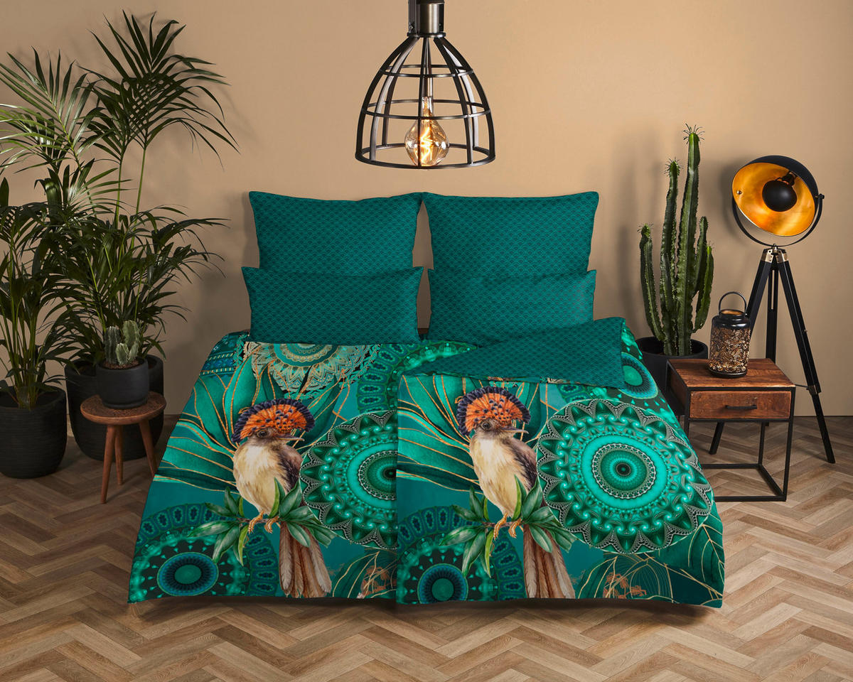 BETTWÄSCHE HIP Satin 140/200 cm  - Dunkelgrün/Grün, LIFESTYLE, Textil (140/200cm)