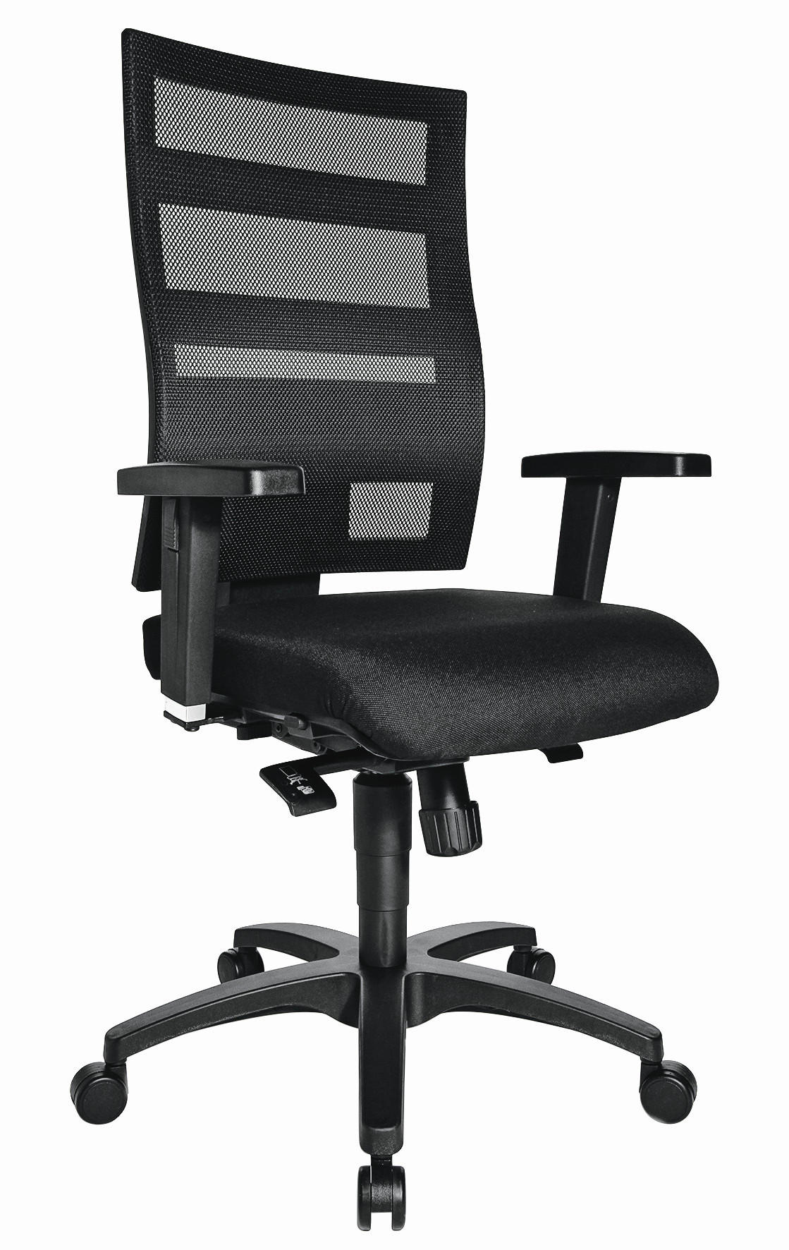 DREHSTUHL Netzbespannung, Mikrofaser Schwarz  - Schwarz, Design, Kunststoff/Textil (48/96-114/48cm) - Topstar