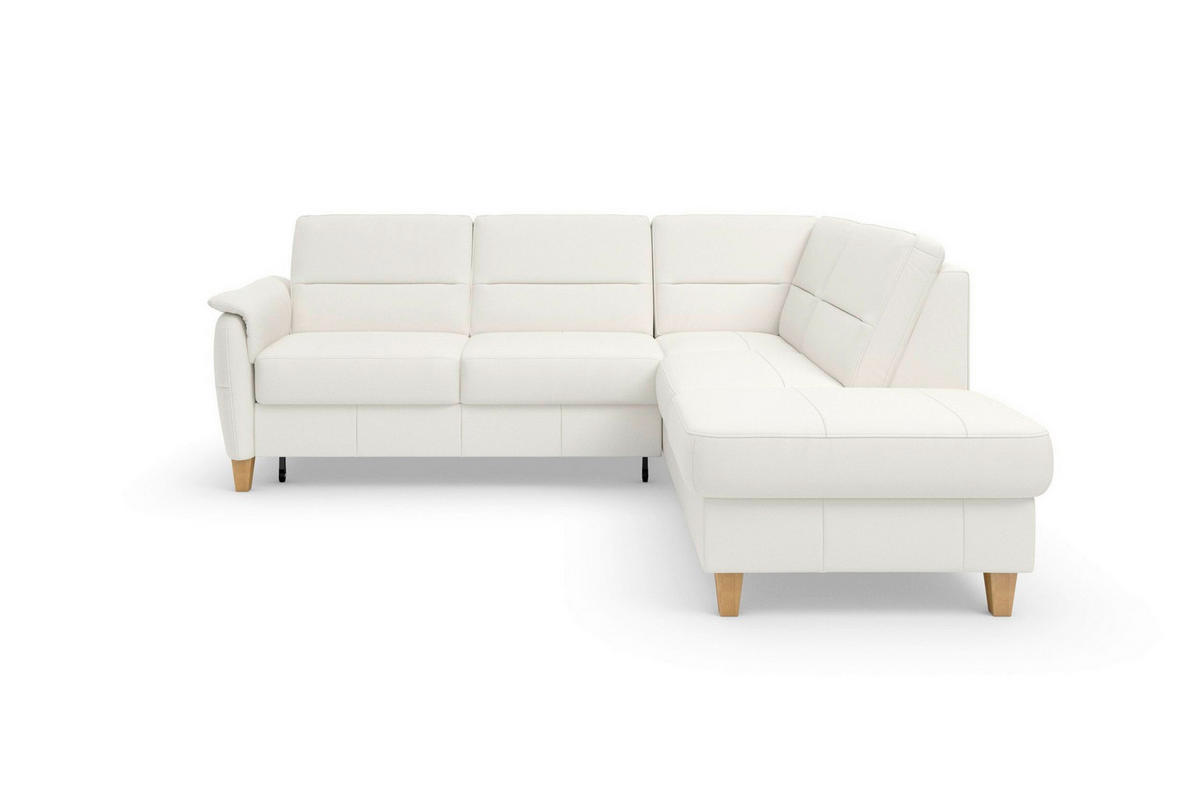 ROHOVÁ SEDAČKA, textil, koža, biela - biela/farba duba, Basics, koža/drevo (236/212cm) - Sit & More