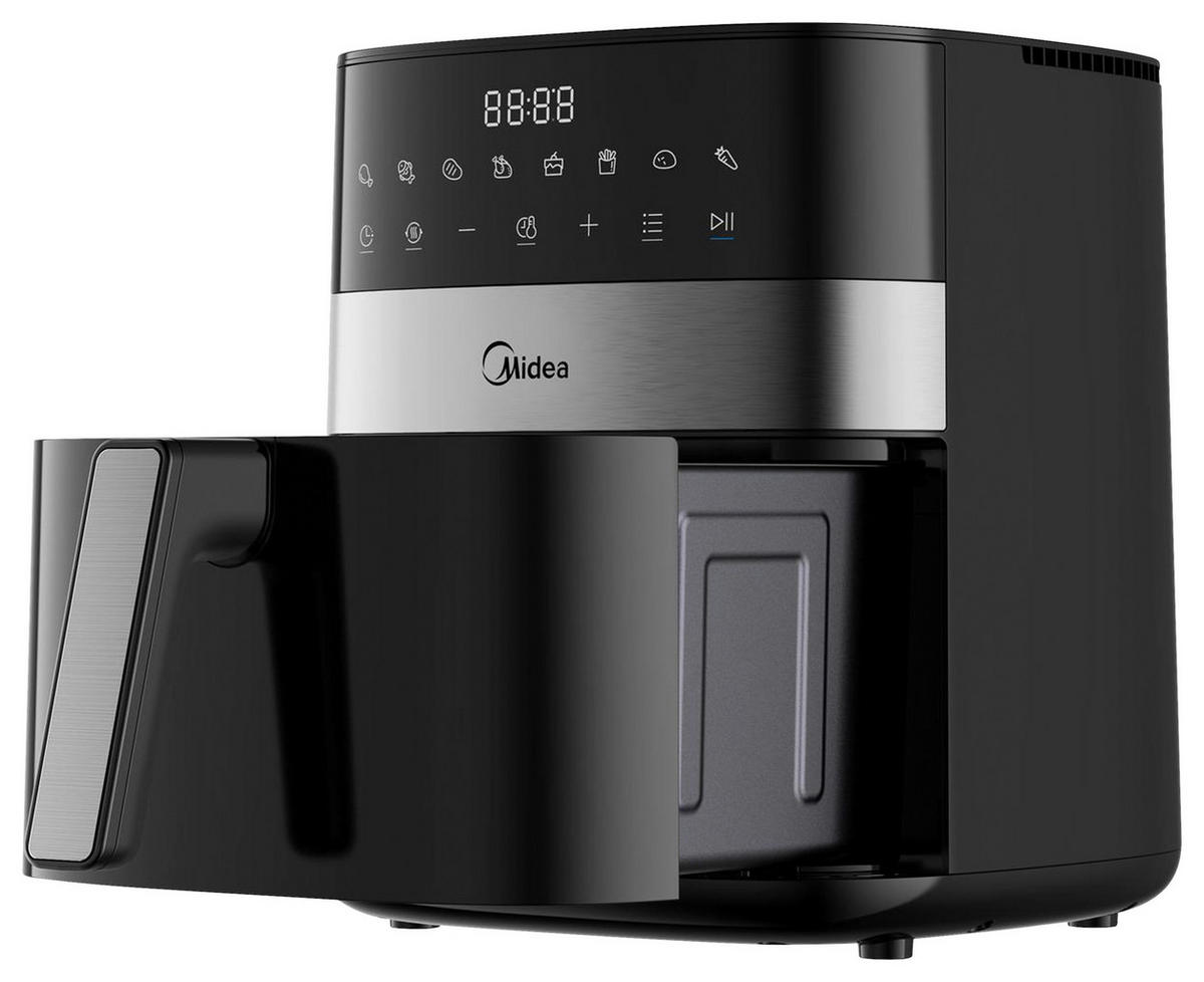 HEIßLUFTFRITTEUSE Airfryer MF-CN65E2 6.3 l  - Silberfarben/Schwarz, Basics, Kunststoff (38,7/30,0/27,1cm) - Midea