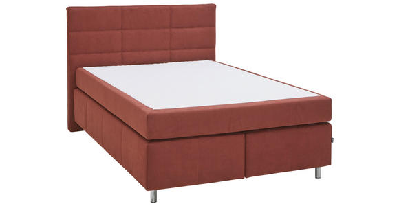 BOXSPRINGBETT 140/200 cm  in Rotbraun  - Rotbraun/Alufarben, KONVENTIONELL, Textil/Metall (140/200cm) - Dieter Knoll