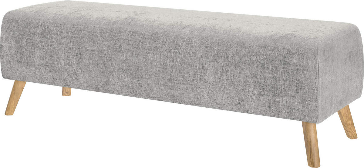 BETTBANK Webstoff Eiche Hellgrau  - Eichefarben/Hellgrau, Design, Holz/Textil (145/45/48cm) - Esposa