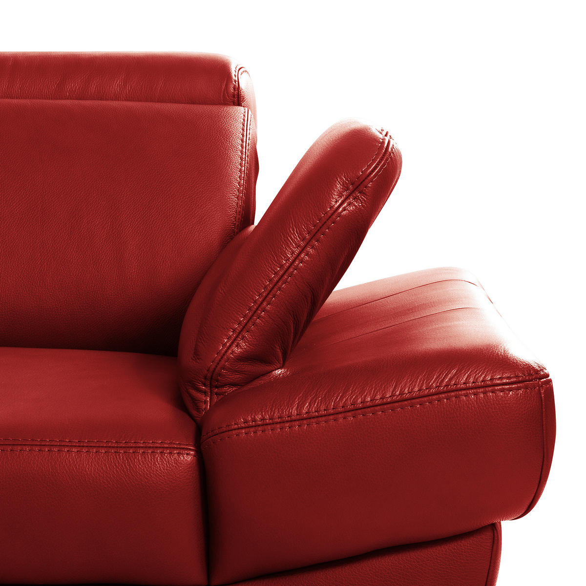 ECKSOFA Rot Echtleder Lederlook Bettkasten, Rücken echt, Armteilverstellung, Relaxfunktion, Kopfteilverstellung  - Rot/Schwarz, Design, Leder/Textil (211/264cm) - Livetastic